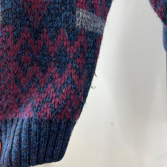 Furst of a Kind Purple Blue Abstract Geo Lace-Up Sweater Long Sleeve Top L XL - Picture 6 of 7